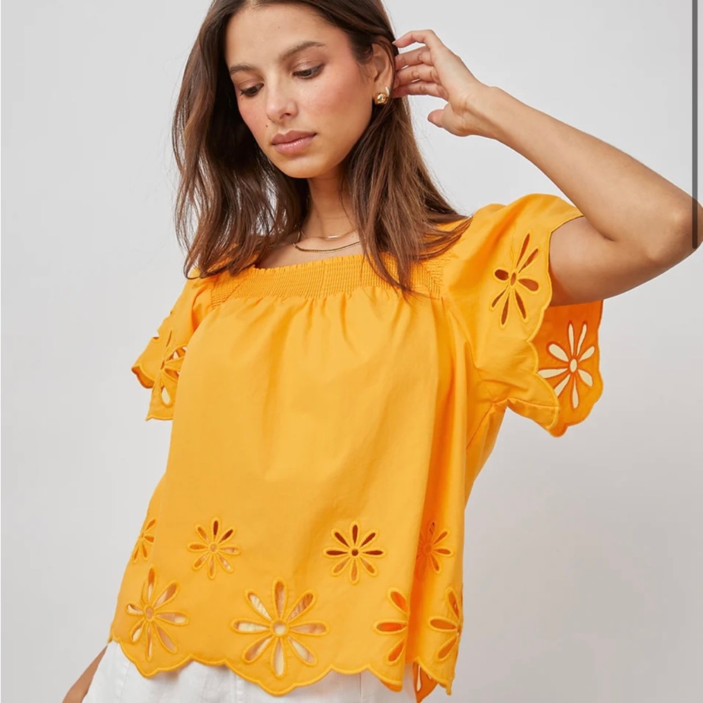 Rails Sonora Marygold eyelet square neckline top